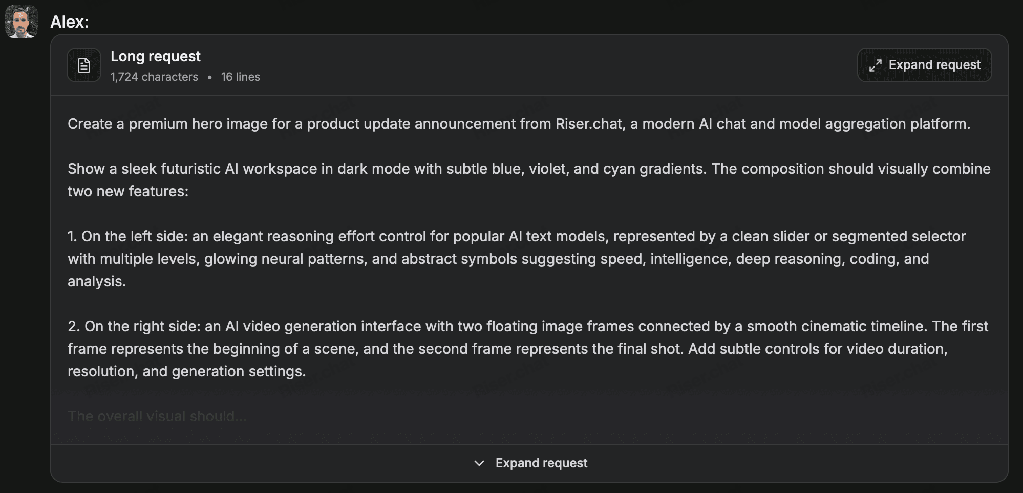 Collapsed long message with an option to expand it