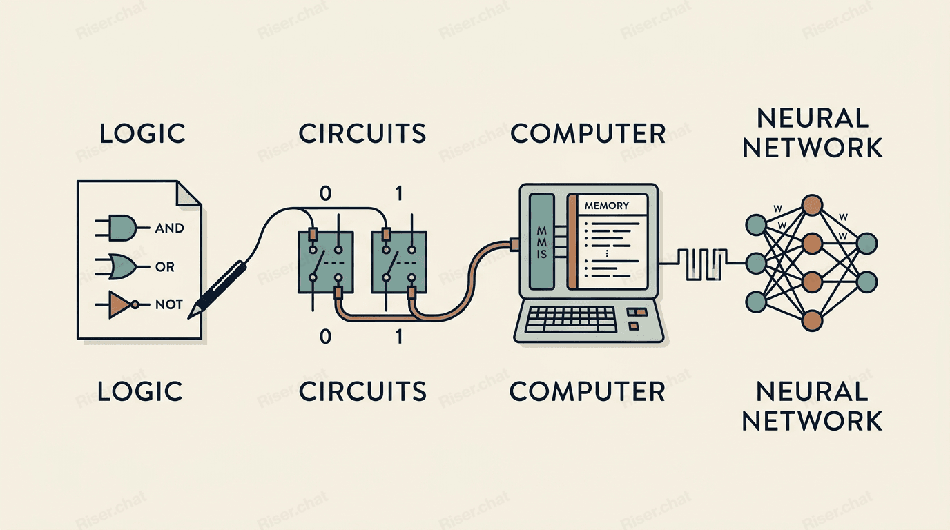 How mathematical logic evolved into electrical circuits and artificial neurons