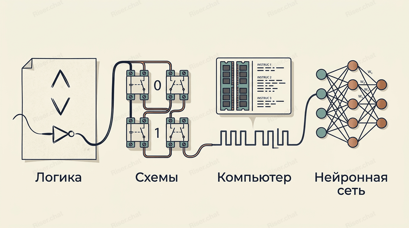 Как математическая логика эволюционировала в электронные схемы и нейтронные сети