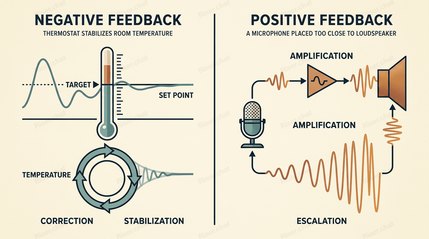 Difference between negative and positive feedback